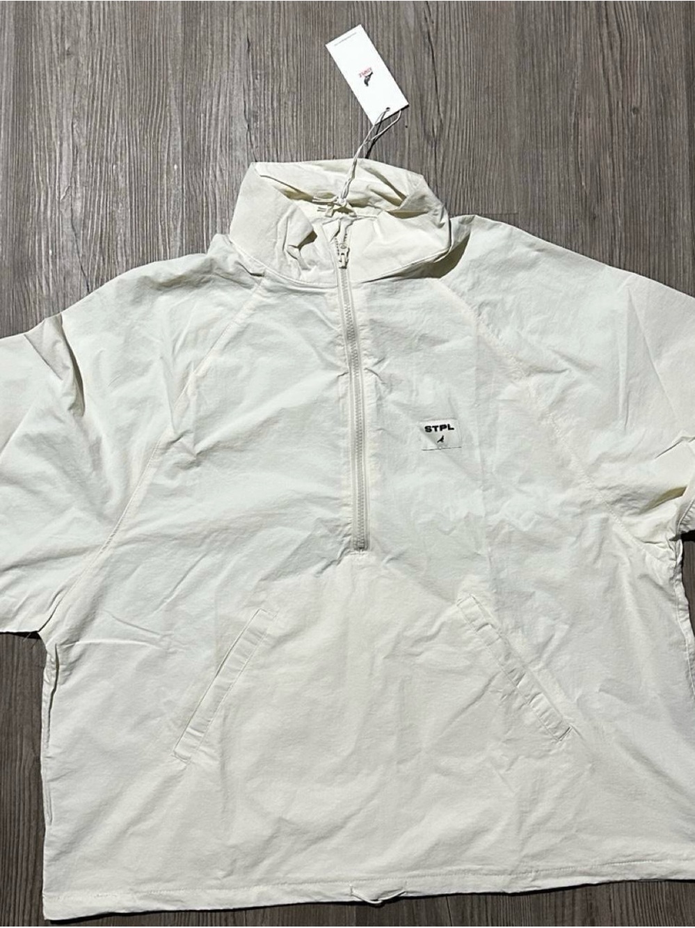 Men's Cream Half-Zip Windbreaker Jacket